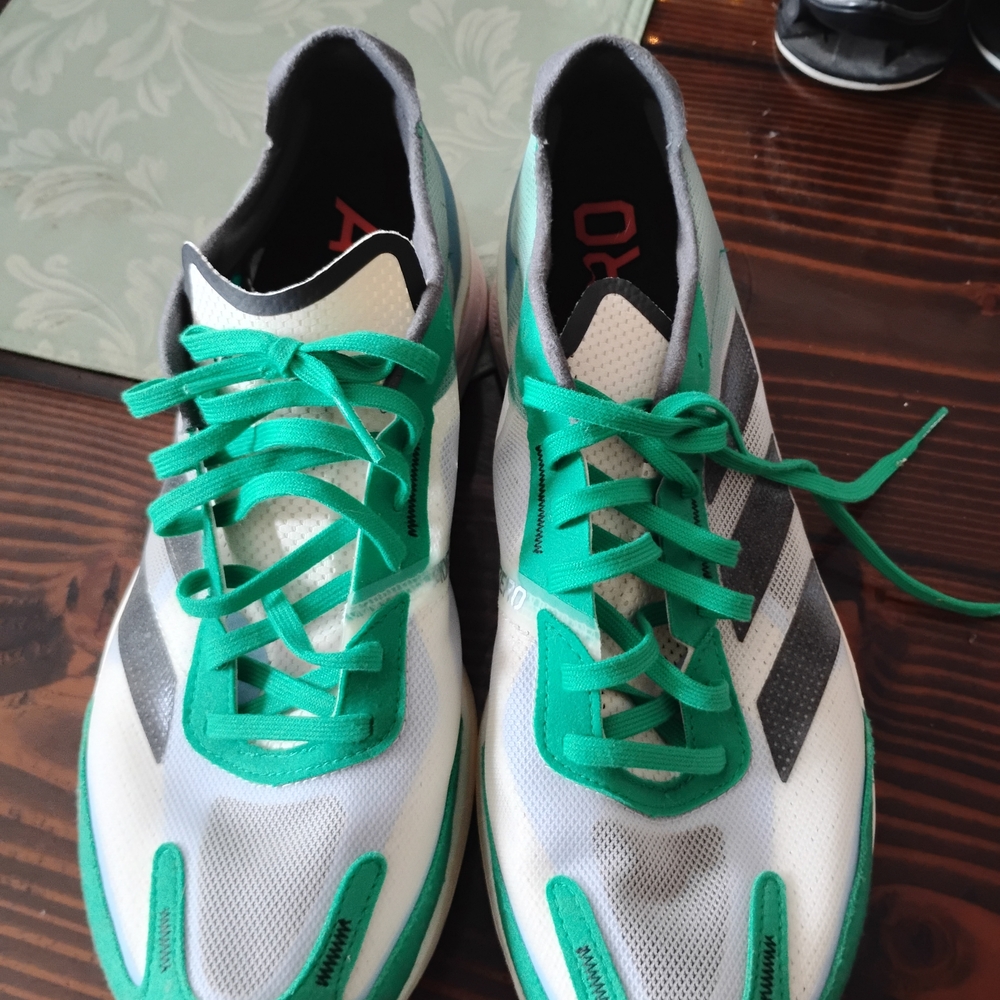 Adidas Men's White and Green Athletic Shoes